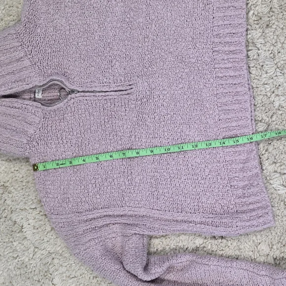 Aeropostal Pink Fuzzy Cropped Quarter-Zip Sweater in Light Petal Pink. M - Picture 9 of 10